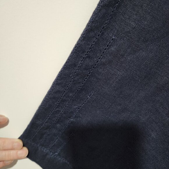 Amanda Smith Navy Blue V-Neck 3/4 Sleeve 100% Linen Blouse Top Tunic Large - Picture 4 of 7